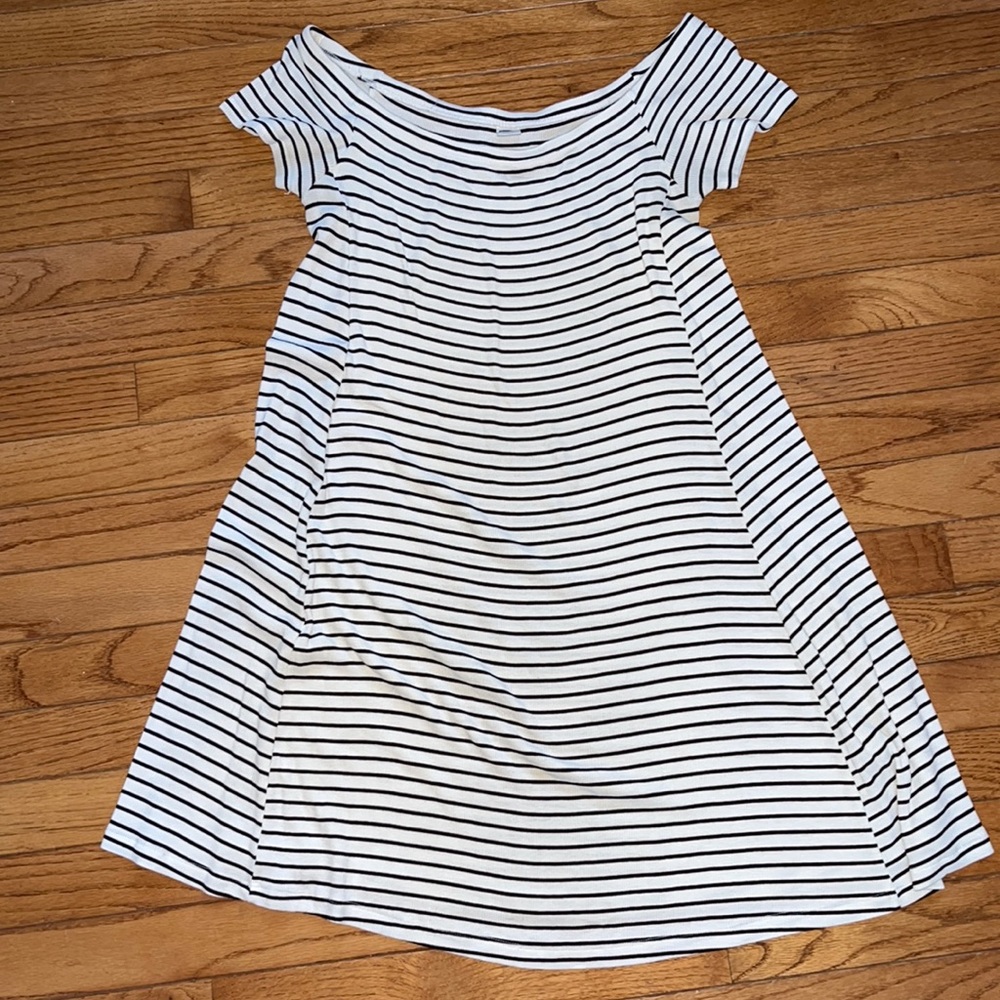 Semi-off the shoulder dress
